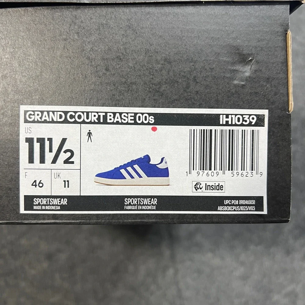 NEW Adidas Grand Court Base 00s Mens 11.5 Blue White Suede Shoes Sneakers IH1039